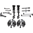 12-Piece Kit Front, Driver and Passenger Side Suspension Kit, Includes (2) Control Arm, (2) Loaded Strut, (2) Sway Bar Link, (4) Tie Rod End, and (2) Wheel Hub