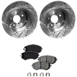 2-Wheel Set Front Brake Disc and Pad Kit, Cross-drilled and Slotted 293.4 mm, Includes (2) Brake Disc and (1) Brake Pad Set