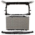 3-Piece Kit Radiator, 4 Cyl 2.4L, includes (1) Radiator, (1) Radiator Support, and (1) Radiator Support Cover