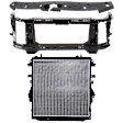3-Piece Kit Radiator, 4 Cyl 2.5L, includes (1) Radiator, (1) Radiator Support, and (1) Radiator Support Cover