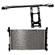 2-Piece Kit Radiator, 4 Cyl 1.8L, includes (1) Radiator and (1) Radiator Support