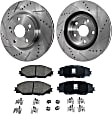 2016 Scion tC - 4-Piece Kit Front Brake Disc and Pad Kit, Cross-drilled and Slotted, 5 Lugs, Ceramic, 2.5L 4Cyl, Pro-Line Series  Includes (2) Brake Disc and (1) Brake Pad Set