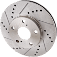 2001 Toyota Camry - 4-Piece Kit Front Brake Disc and Pad Kit, Cross-drilled and Slotted, 5 Lugs, Ceramic, 275mm  Disc, Except 15in. Wheels, 2.2L 4Cyl, Pro-Line Series  Includes (2) Brake Disc and (1) Brake Pad Set