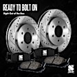 2001 Toyota Camry - 4-Piece Kit Front Brake Disc and Pad Kit, Cross-drilled and Slotted, 5 Lugs, Ceramic, 275mm  Disc, Except 15in. Wheels, 2.2L 4Cyl, Pro-Line Series  Includes (2) Brake Disc and (1) Brake Pad Set