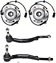 4-Piece Kit Front, Driver and Passenger Side Suspension Kit, Includes (2) Tie Rod End and (2) Wheel Hub