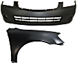 2-Piece Kit, Front Primed Bumper Cover, Sedan, Includes (1) Bumper Cover and (1) Fender
