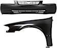 2-Piece Kit, Front Primed Bumper Cover, CAPA Certified, Includes (1) Bumper Cover and (1) Fender