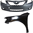 2-Piece Kit, Front Primed Bumper Cover, Japan Built Vehicle, CAPA Certified, Includes (1) Bumper Cover and (1) Fender