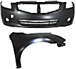 2-Piece Kit, Front Primed Bumper Cover, Coupe, Includes (1) Bumper Cover and (1) Fender