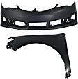 2-Piece Kit, Front Primed Bumper Cover, For Models Without Signal Light Hole, CAPA Certified, Includes (1) Bumper Cover and (1) Fender