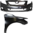 2009-2010 Toyota Corolla - 2-Piece Kit, Front Primed Bumper Cover, For Models With Spoiler Holes, North America Built Vehicle, Includes (1) Bumper Cover and (1) Fender