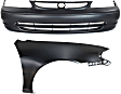 2-Piece Kit, Front Primed Bumper Cover, Includes (1) Bumper Cover and (1) Fender