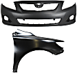 2-Piece Kit, Front Primed Bumper Cover, CAPA Certified, Includes (1) Bumper Cover and (1) Fender