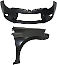 2-Piece Kit, Front Primed Bumper Cover, Sedan, CAPA Certified, Includes (1) Bumper Cover and (1) Fender