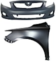 2009 Toyota Corolla - 2-Piece Kit Front Primed Bumper Cover, For Models Without Spoiler Holes, Japan or North America Built Vehicle,  Includes (1) Bumper Cover and (1) Fender