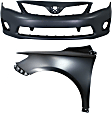 2-Piece Kit, Front Primed Bumper Cover, Includes (1) Bumper Cover and (1) Fender