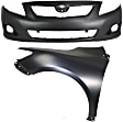 2010 Toyota Corolla - 2-Piece Kit Front Primed Bumper Cover, For Models Without Spoiler Holes, Japan Built Vehicle, CAPA Certified Includes (1) Bumper Cover and (1) Fender