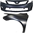 2012 Toyota Corolla LE - 2-Piece Kit Front Primed Bumper Cover, Japan Built Vehicle, CAPA Certified Includes (1) Bumper Cover and (1) Fender