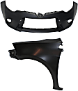 2-Piece Kit, Front Primed Bumper Cover, Sedan, CAPA Certified, Includes (1) Bumper Cover and (1) Fender