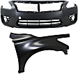 2015 Nissan Altima Base - 2-Piece Kit Front Primed Bumper Cover,  Includes (1) Bumper Cover and (1) Fender