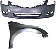 2-Piece Kit, Front Primed Bumper Cover, Sedan, CAPA Certified, Includes (1) Bumper Cover and (1) Fender