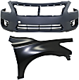 2-Piece Kit, Front Primed Bumper Cover, CAPA Certified, Includes (1) Bumper Cover and (1) Fender