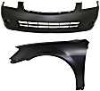 2-Piece Kit, Front Primed Bumper Cover, Sedan, Includes (1) Bumper Cover and (1) Fender