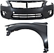 2015 Nissan Altima SV - 2-Piece Kit Front Primed Bumper Cover,  Includes (1) Bumper Cover and (1) Fender