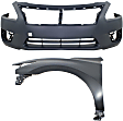 2-Piece Kit, Front Primed Bumper Cover, CAPA Certified, Includes (1) Bumper Cover and (1) Fender