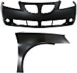 2-Piece Kit, Front Primed Bumper Cover, Includes (1) Bumper Cover and (1) Fender