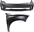 2-Piece Kit, Front Primed Bumper Cover, Includes (1) Bumper Cover and (1) Fender