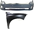 2-Piece Kit, Front Primed Bumper Cover, For Models With One Piece Bumper Type (Ram Logo on Grille), Includes (1) Bumper Cover and (1) Fender