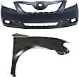 2-Piece Kit, Front Primed Bumper Cover, USA Built Vehicle, Includes (1) Bumper Cover and (1) Fender