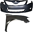 2011 Toyota Camry - 2-Piece Kit Front Primed Bumper Cover, Japan Built Vehicle, Includes (1) Bumper Cover and (1) Fender