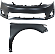 2-Piece Kit, Front Primed Bumper Cover, Includes (1) Bumper Cover and (1) Fender