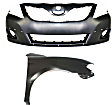 2-Piece Kit, Front Primed Bumper Cover, USA Built Vehicle, CAPA Certified, Includes (1) Bumper Cover and (1) Fender