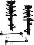 4-Piece Kit Front, Driver and Passenger Side Suspension Kit, Includes (2) Sway Bar Link and (2) Shock Absorber and Strut Assembly