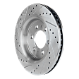 2-Wheel Set Front Brake Disc and Pad Kit, Cross-drilled and Slotted 6 Lugs 350.01 mm Ceramic Pro-Line Series, Includes (1) Brake Pad Set and (2) Brake Disc