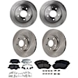 4-Wheel Set Front and Rear Brake Disc and Pad Kit, Plain Surface 5 Lugs Front-296.93 mm/Rear-277.9 mm Ceramic Pro-Line Series, Includes (4) Brake Disc and (2) Brake Pad Set