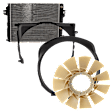 4-Piece Kit Radiator, 6.7L Diesel Engine, includes Radiator Fan Blade, and Front and Rear Section Fan Shroud