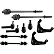 10-Piece Kit Front, Driver and Passenger Side, Upper Control Arm Kit, Includes (2) Ball Joint, (2) Control Arm, (2) Sway Bar Link, and (4) Tie Rod End