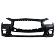 2-Piece Kit Front Primed Bumper Cover, Except Sport Model, Without Parking Aid Sensor Holes, Includes (1) Bumper Cover and (1) Grille Assembly