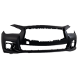 2-Piece Kit Front Primed Bumper Cover, Except Sport Model, Without Parking Aid Sensor Holes, Includes (1) Bumper Cover and (1) Grille Assembly