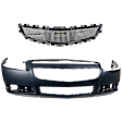 2-Piece Kit, Front Primed Bumper Cover, Sedan, Includes (1) Bumper Cover and (1) Grille Assembly