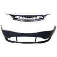 2-Piece Kit, Front Primed Bumper Cover, For Models Without Parallel Park Assist Sensor Holes, Includes (1) Bumper Cover and (1) Grille Assembly