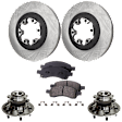 2-Wheel Set Front, Driver and Passenger Side Wheel Hub, Includes (2) Brake Disc, (1) Brake Pad Set, and (2) Wheel Hub