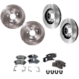 4-Wheel Set Front and Rear Brake Disc and Pad Kit, Plain Surface Front-302.77 mm/Rear-281.18 mm, Includes (4) Brake Disc and (2) Brake Pad Set