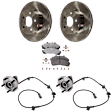 2-Wheel Set Front, Driver and Passenger Side Wheel Hub, Includes (2) Brake Disc, (1) Brake Pad Set, and (2) Wheel Hub