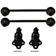 4-Piece Kit Front, Driver and Passenger Side, Lower Ball Joint, Includes (2) Ball Joint and (2) Sway Bar Link