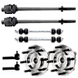 2-Wheel Set Front, Driver and Passenger Side Wheel Hub, Includes (2) Sway Bar Link, (4) Tie Rod End, and (2) Wheel Hub